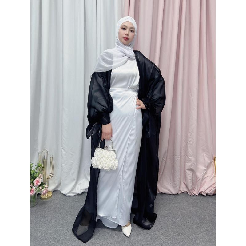 Váy Ngoại Cỡ Châu Âu Và Mỹ Cho Nữ, Áo Cardigan Tay Phồng Thanh Lịch, Váy Dài, Abaya Hồi Giáo, Trung Đông, Dubai 7
