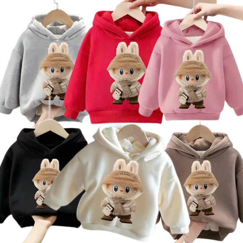 Áo nỉ hoodie bé trai và bé gái 14-45kg mẫu LABUBU KHĂN, Chất liệu đẹp, ấm áp.