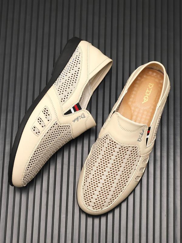 Men's Casual Hollow Out Design Slip on Flat Shoes, Fashionable Breathable Comfortable Soft Sole Shoes, All-match Commuter Shoes for Work & Daily Wear, Boy 3