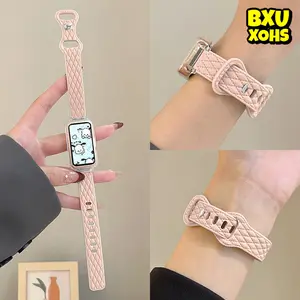 [Tali Jam Tangan] Transparent Case Strap for Huawei Band 10 9 8 /NFC Silikon Lucu Silicone Band Anti Gores Hard PC Frame Protective Cover Screen Protector Bumper Cover Soft Printing Rubber Wristband Accessories Smartwatch for Huawei Band 10 9 8 NFC