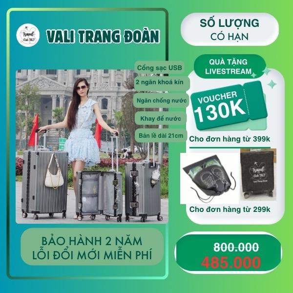 TĐ2024-[BẢN CAO CẤP CÓ CỔNG SẠC ĐT -VALI KHUNG NHÔM Trang Đoàn Hàng L1- BẢN LỀ DÀI NGUYÊN KHỐI - KHAY ĐỂ CỐC - LÓT ĐẸP 2 NGĂN KÉO KHÓA DẦY DẶN + DÂY ĐAI GIỮ ĐỒ  [TẶNG VỎ BỌC VALI + TÚI ĐỰNG GIẦY]  - Hàng Lỗi Đổi Mới Miễn Phí valik hung