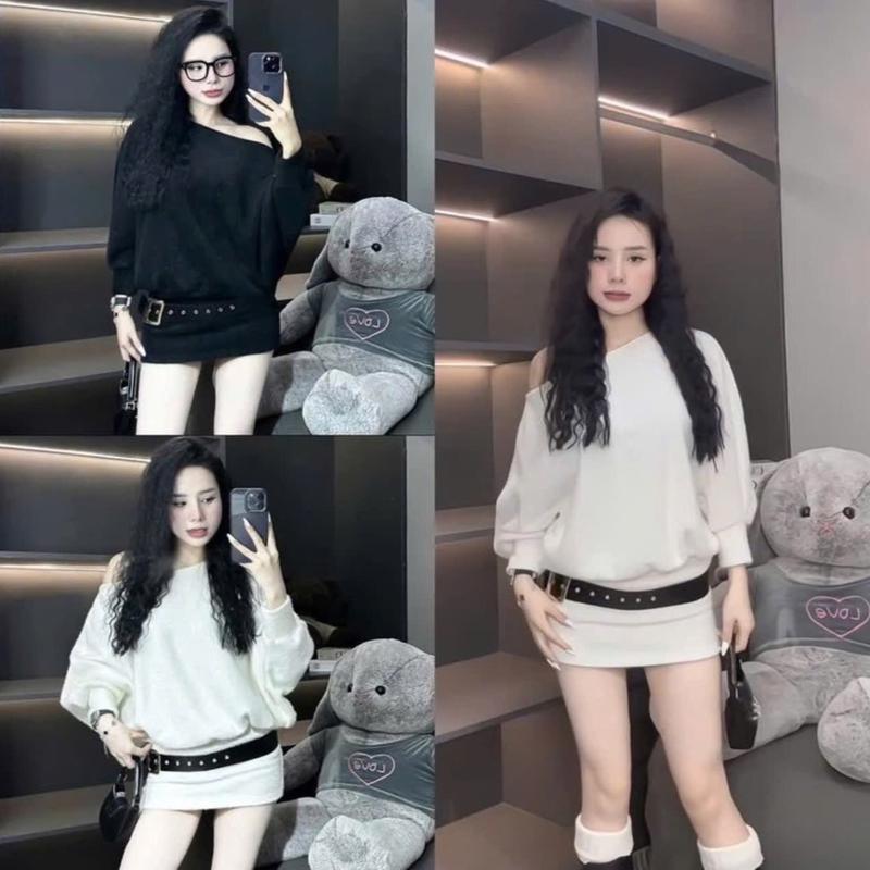 ( tặng kèm đai, kèm quần bảo hộ) Váy Liền Thân Tay Rộng Chất Tăm Lông Thỏ Mềm Đẹp Sang Chảnh Dành Cho Nữ Mặc Thu Đông by T.LINH STORE 68 Women Dress