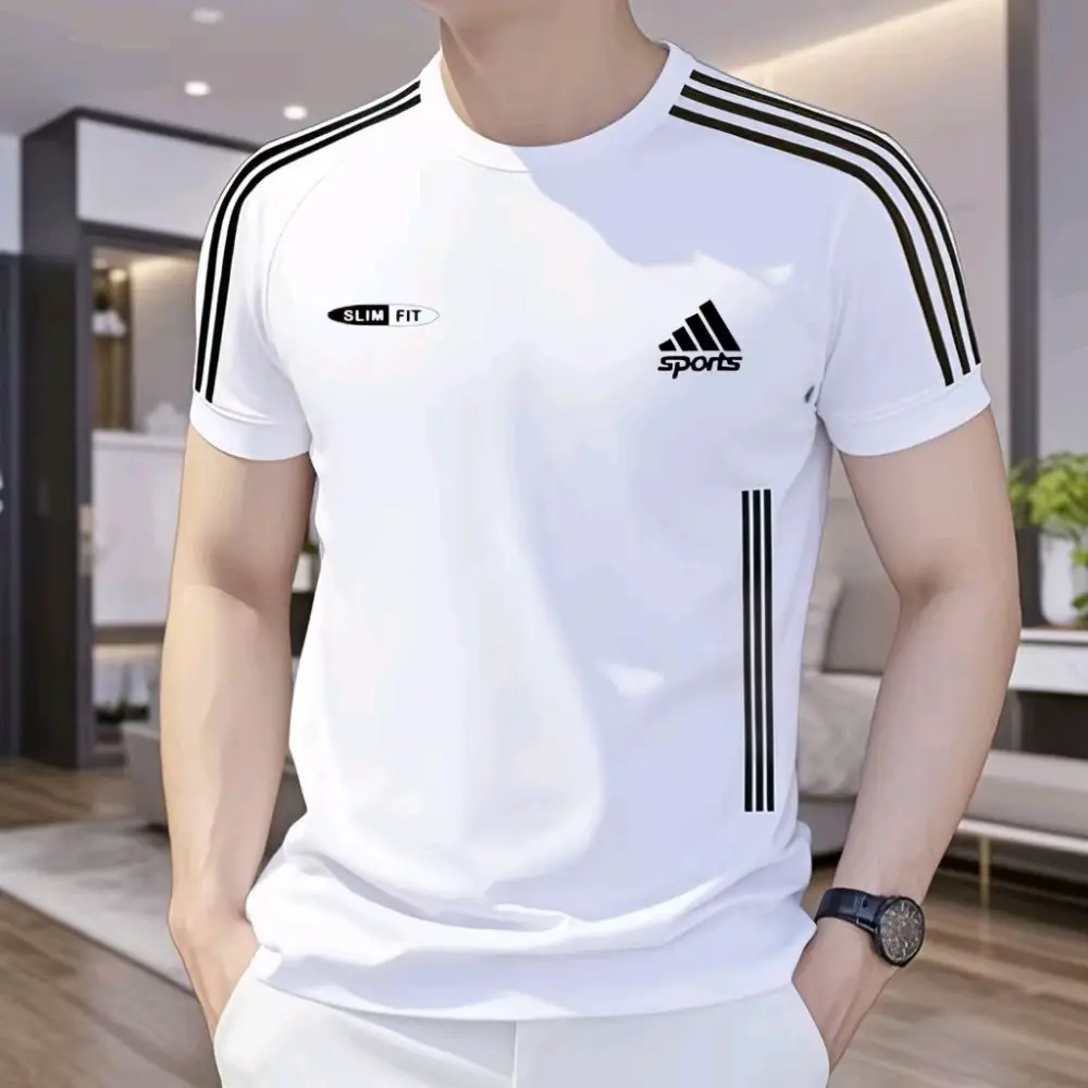 Outdoor sports t-shirt, Korean style, unisex, made of high-quality fabric, easy stripe connection design, micro-elastic fabric, breathable, sweat-absorbent, top