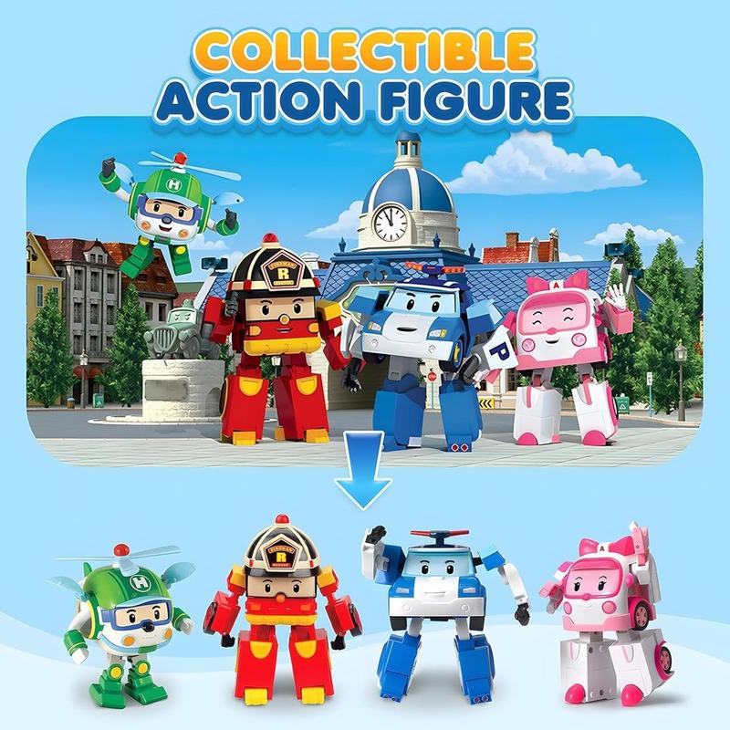Robocar Poli Helly Transforming Robot Toys, 4" Transformable Action Figure Toy,Emergency Vehicle Playset, Holiday Birthday Rescue Team Car Toys Gift for Boys Girls 5