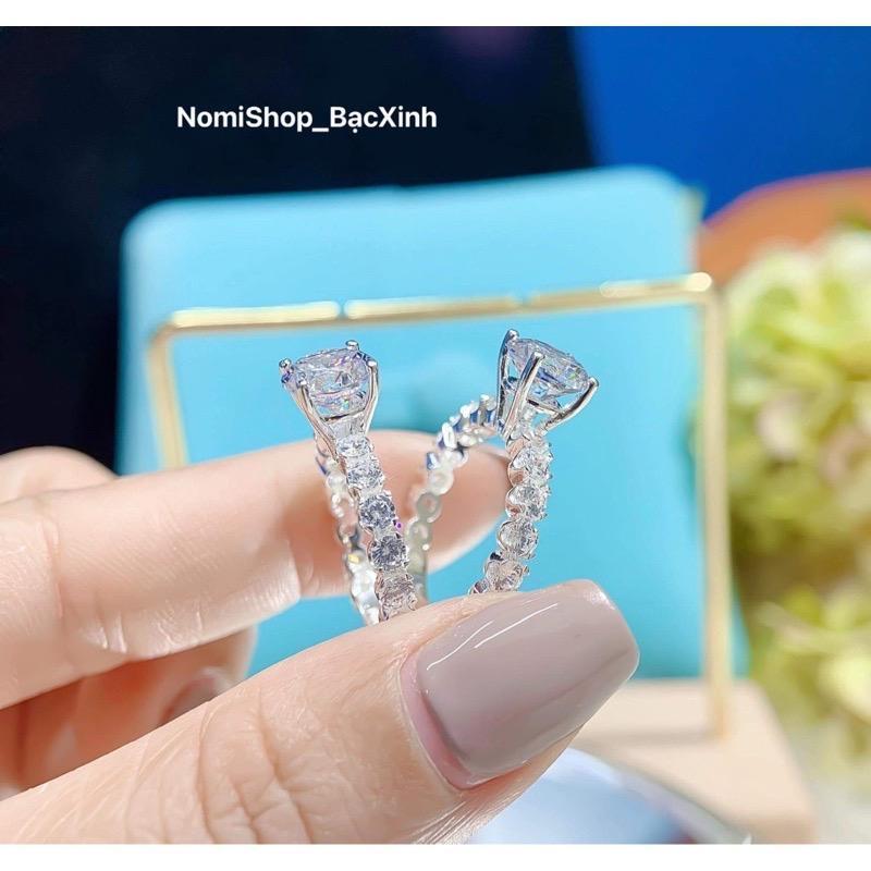 Nhẫn  full đá cao 8ly sang xịn chuẩn bạc MAINOMI