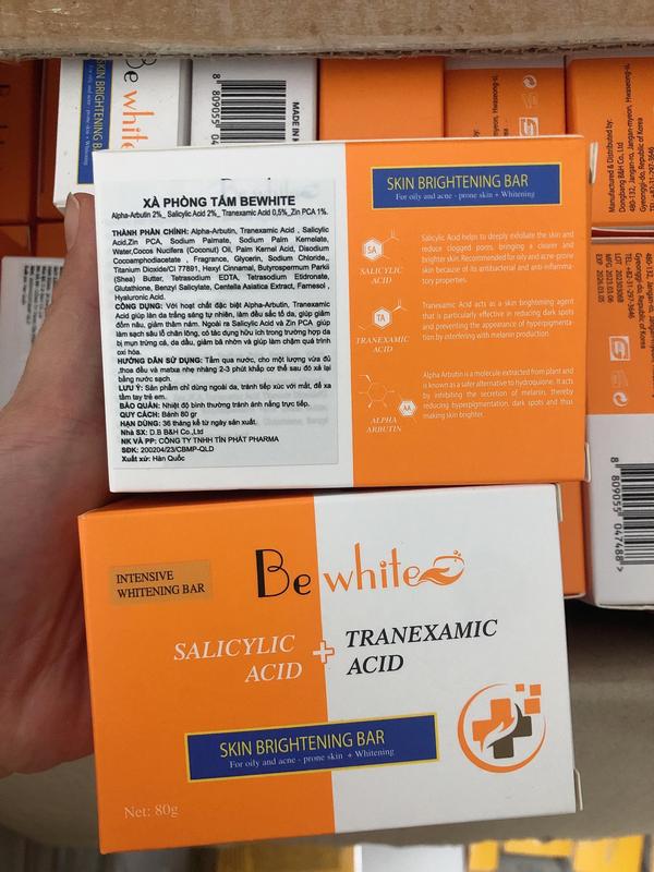 xà bông Bewhite, trắng da, trị viêm nang lông, mụn body (bánh lớn 80g)