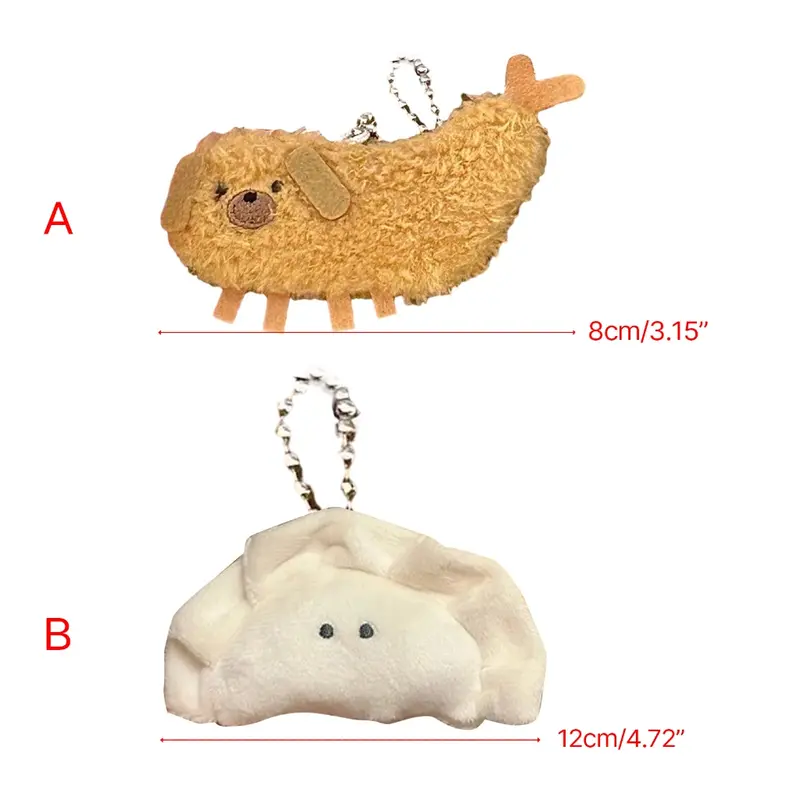 Dây Chuyền Chìa Khóa Mặt Dây Chuyền Bánh Bao Tempura, Chất Liệu Nhồi Bông Búp Bê Nhồi Bông Hoạt Hình, Móc Khóa, Trang Trí Túi 4