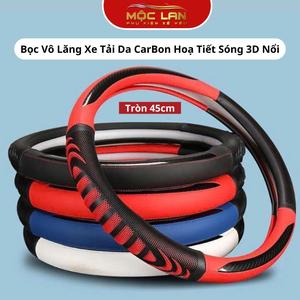(Tròn 45cm) Bọc Vô Lăng Xe Tải Da CarBon Hoạ Tiết Sóng 3D Nổi ( Mẫu Mới Nhất 2025 ) Siêu Thấm Hút Mồ Hôi Tay Êm Mềm Nội Thất
