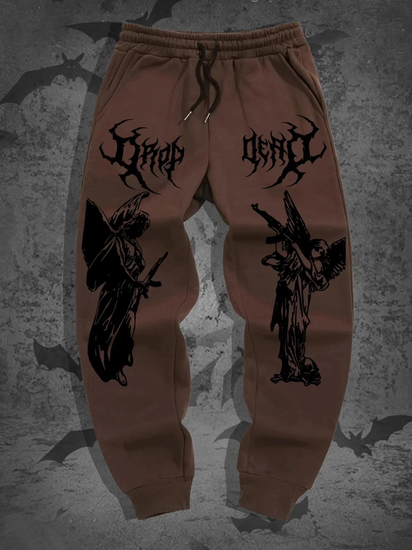 Men's Angel Print Jogger Pants, Casual Comfy Sweatpants for Spring & Fall, Men's Trousers for Daily Wear