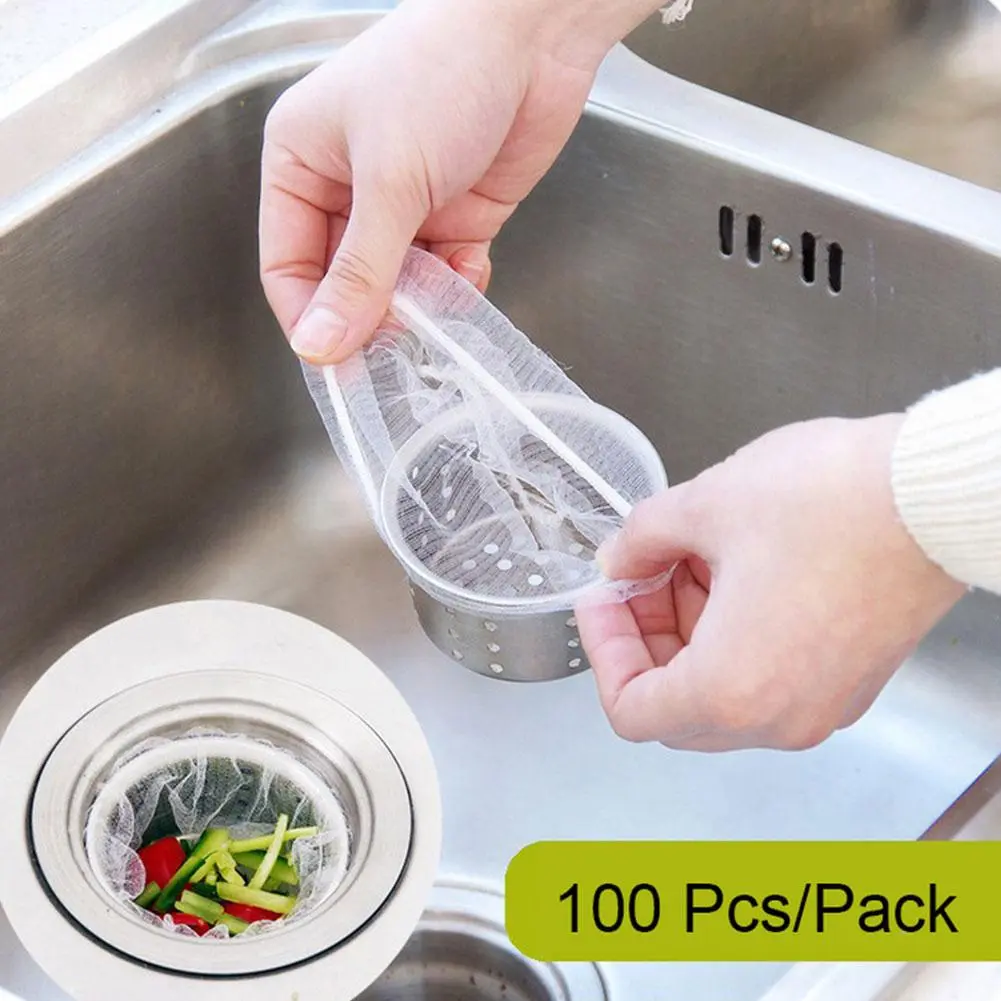 Bộ lọc bồn rửa nhà bếp, 300 gói, Túi lưới dùng một lần, cho cống thoát nước, chất thải, cặn gạo và thực phẩm, R7F8