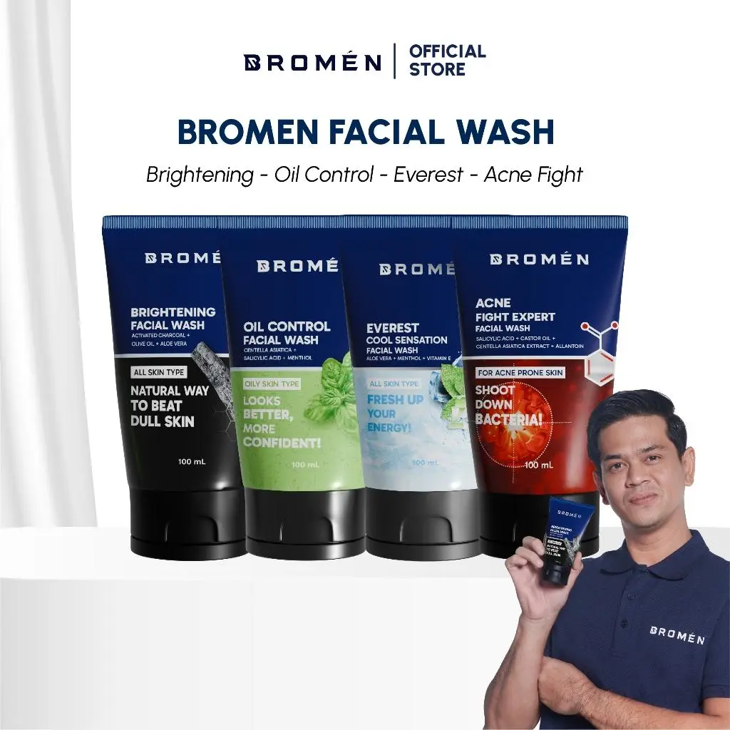 BROMEN - Facial Wash (Sabun Cuci Muka Untuk Kulit Kusam, Berjerawat dan Kulit Kering) Wajah Berminyak