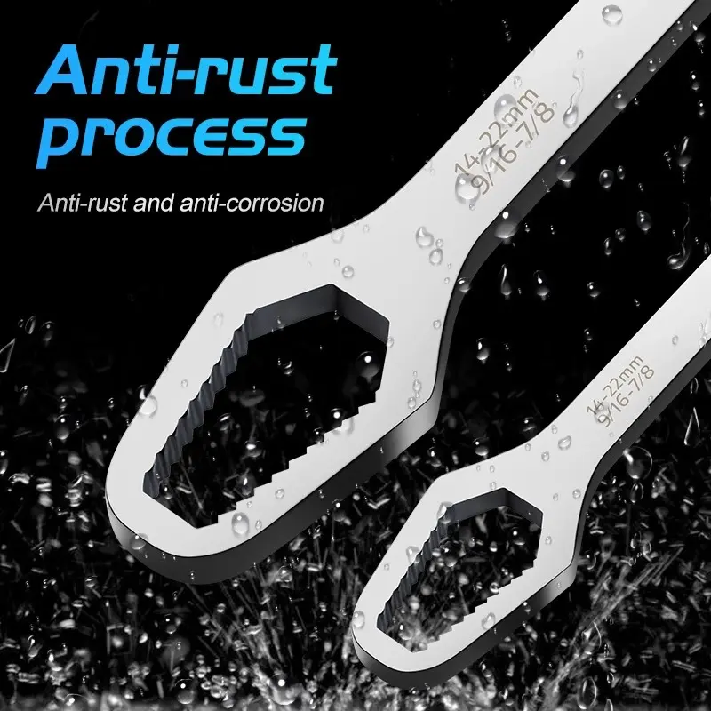 Multifunctional Torx Wrench 8-22mm Self-Tightening Universal Adjustable Wrenchs Double-Head Multi-Purpose Ratchet Spanner Tools for Bicycle Motorcycle Car Repairing Multifunction Tools