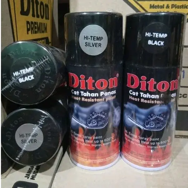 Cat Pilok Pilox Diton Hi Temp Silver Perak 150 CC Murah ekonomis Kecil Untuk Mesin Knalpot Kompor dll Cat Semprot Tahan Panas 150 cc Car Paint spraypaint chrome 1