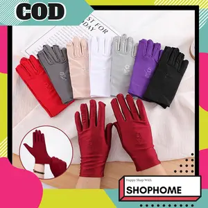 Sarung Tangan Anti Panas UV Matahari Fashion Wanita Korea Motif Bordir Bunga SRG02 Gloves