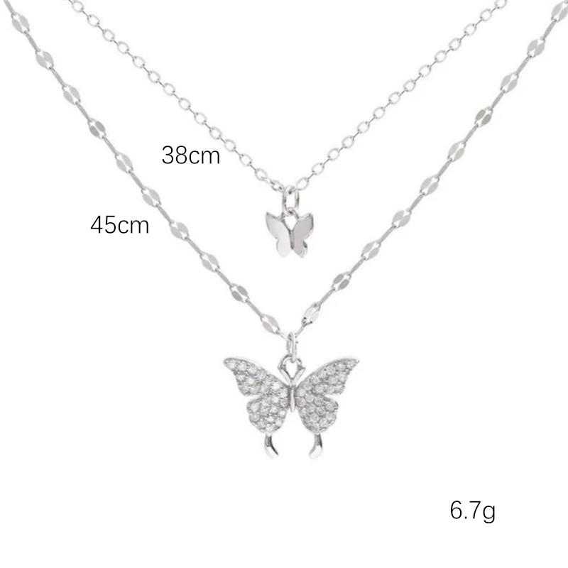 Vòng Cổ Mặt Dây Chuyền Mặt Bướm, Thiết Kế Đôi, Thời Trang Nữ, Độc Đáo, Thích Hợp Cho Bé Gái, Vòng Cổ Dây Chuyền Xương Đòn 2
