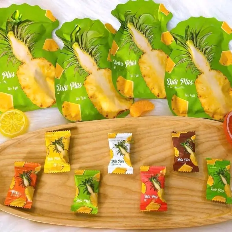(Mua 2 tặng 5) COMBO 2 Kẹo Dứa Trái Cây 7 Vị Plus thơm ngon, tặng 2 toxtox và 3 detox đêm dẻo tráicây nội