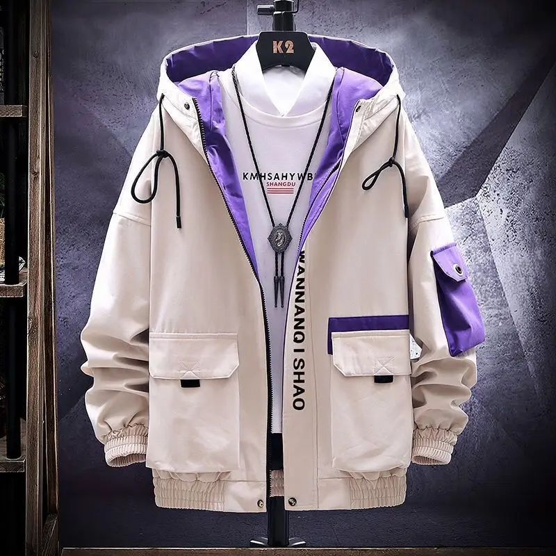 Overalls Men's Spring and Autumn Fashion Brand Ins Hooded Thin Jacket Trend Student Summer Wear Casual Men's Outfit Tops