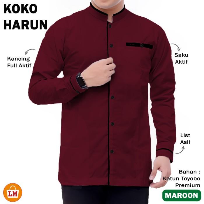 LPM 33158 KOKO HARUN Katun Toyobo Baju Koko Pria Muslim Lengan Panjang Size M - XXXL 2
