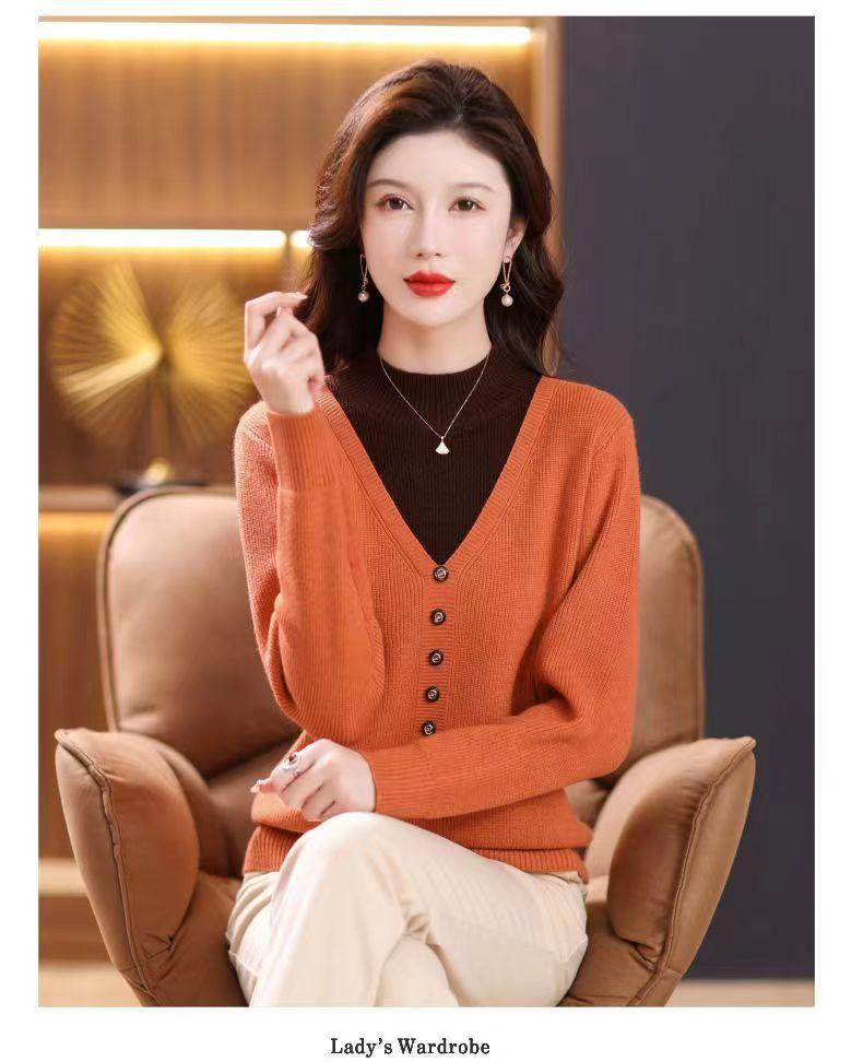 Product Introduction of Áo Len Cổ Lọ Nửa, Hàng Mới Về Mùa Thu Và Mùa Đông, Dành Cho Phụ Nữ, Quần Áo Cho Mẹ, Dáng Rộng Vừa Vặn, Phong Cách Phương Tây, Áo Lớp Nền Bên Trong, Thời Trang Nữ 36
