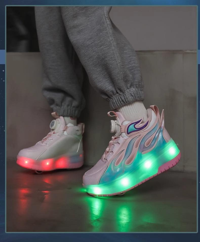 Product Introduction of In Stock Children's Heelys Detachable Skate Shoes Boys and Girls Roller Skates Heelys Boys 2024 New Summer Children's Pulley Sneaker Skates Double Wheel Breathable Walking Shoes Boys 15