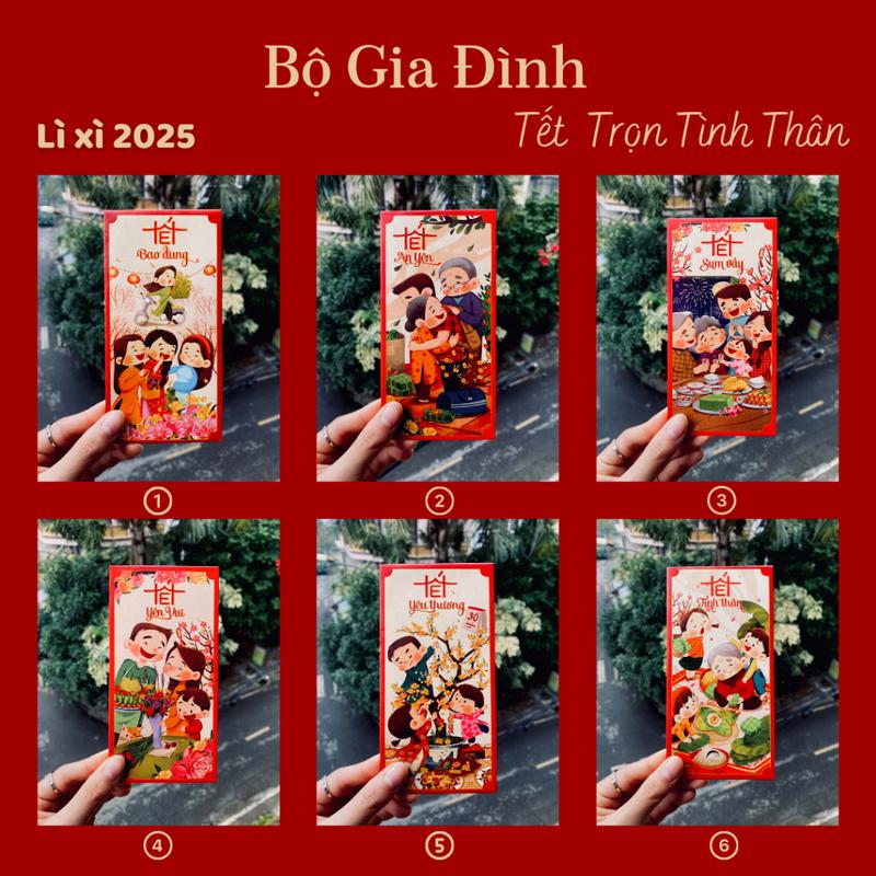  Combo 100 Bao lì xì Tết  lì xì Tết Trọn Tình Thân bao lì xì giấy cán mờ siêu đẹp 