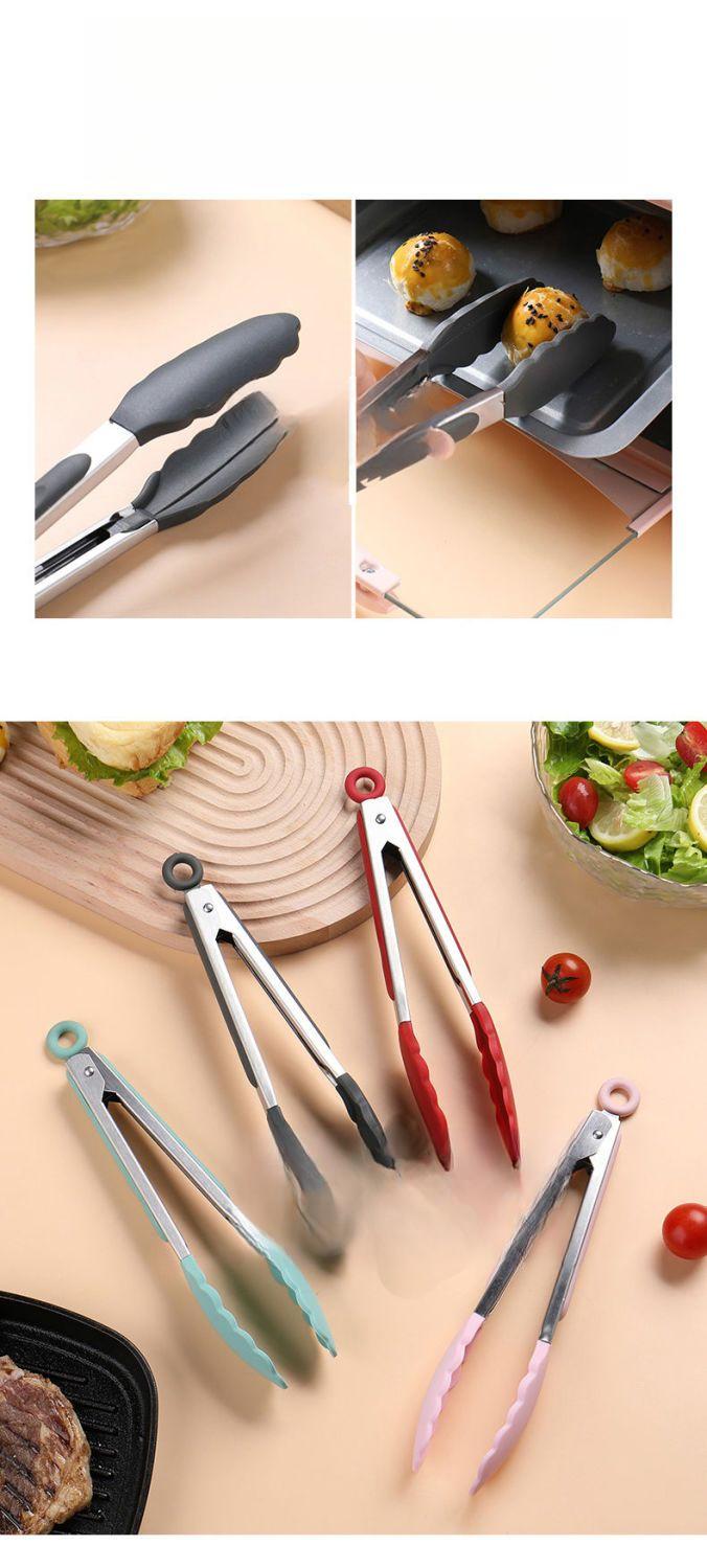 Product Introduction of Silicone Kitchen Food Tongs – Heat-Resistant Stainless Steel Cooking Tongs for BBQ, Bread, Steak, and Grilling 9