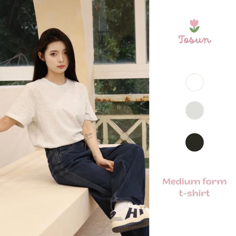 [TOSUN] Áo thun nữ form vừa tay ngắn cổ tròn trơn basic chất cotton mát T12