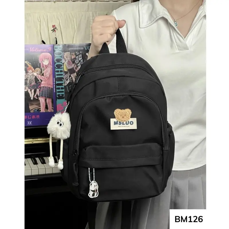 Balo mini vải phong cách basic Ulzzang dễ phối đồ nhiều ngăn mang đi học thêm , đi chơi BM126 gagastore 8