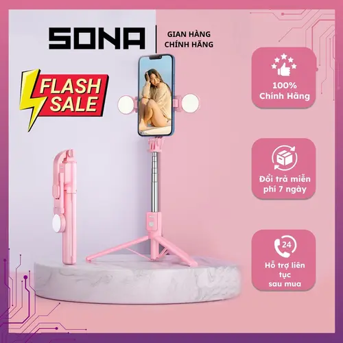 Gậy chụp ảnh kéo dài 3 chân có đèn sạc, điều khiển từ xa B11s bảo hành 12 tháng, chân kim loại Selfie Bluetooth Phụ Kiện