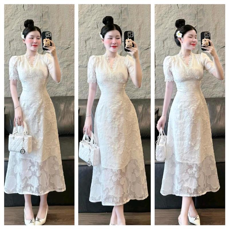 Đầm ren tiểu thư dáng dài Ceci xinh xắn Dress Women Nữ 0