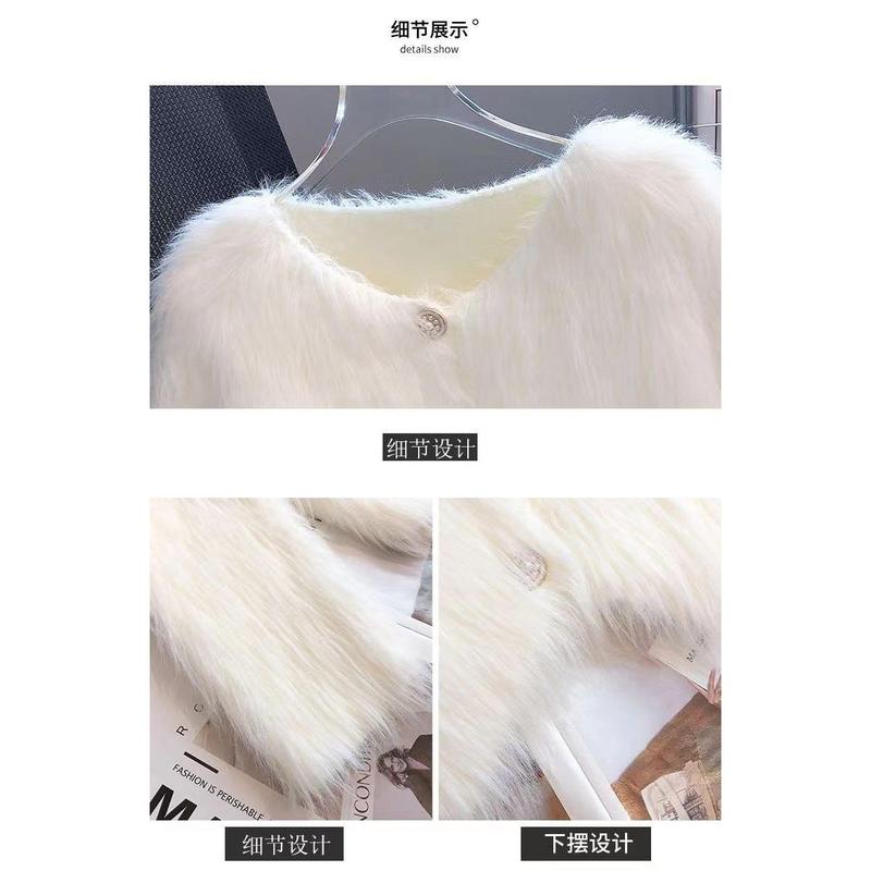Áo Cardigan Dệt Kim, Lông Chồn Trắng, Dành Cho Nữ, Ngắn Và Dáng Rộng Vừa Vặn, Áo Khoác Len Cao Cấp Lưng Cao Top Women 7