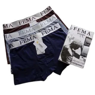 3 Pcs 6 Pcs Boxer Cowok Celana Dalam Pria Dewasa Nyaman dan Lembut FEMA 7728 Motif Katun