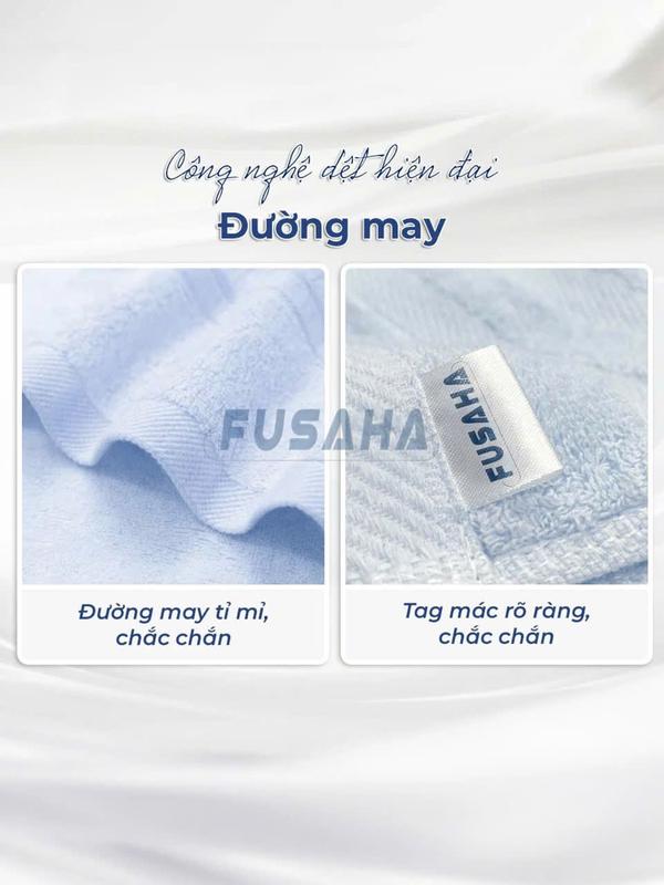 Combo 4 "Đủ Đầy" Gồm 2 Khăn Mặt - 1 Khăn Gội- 1 Khăn Tắm FUSAHA TOWEL 100% Cotton Thấm Hút, Không Đổ Lông, Không Phai Màu 2