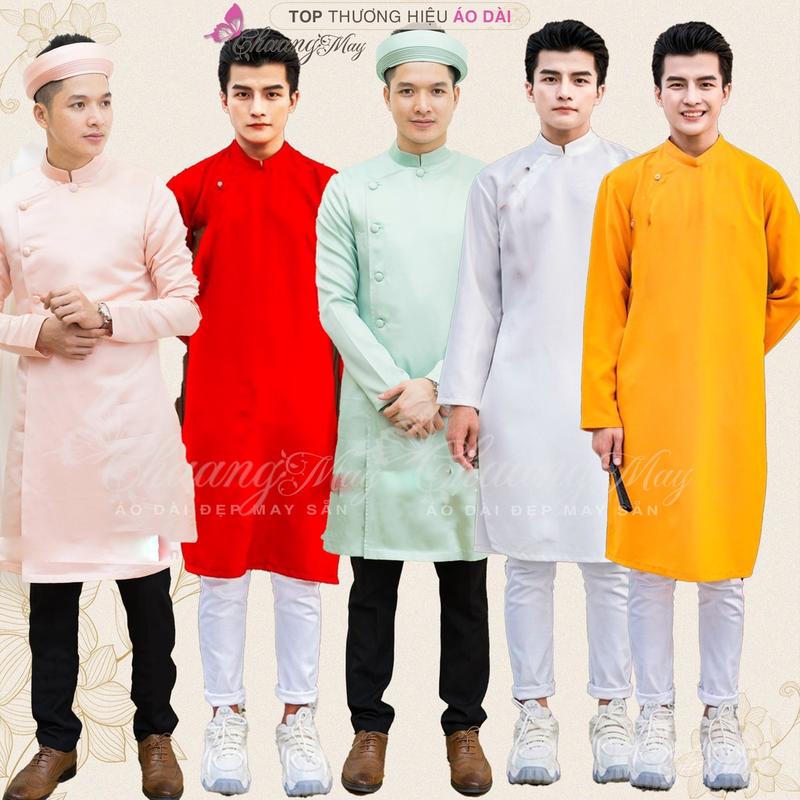 [TẶNG KÈM KHĂN XẾP] Áo dài nam cách tân form vestton Chaang May sẵn ADC135 áo truyền thống đỏ đô da be kem dự tiệc cướI lễ tết đẹp Menswear Nhung