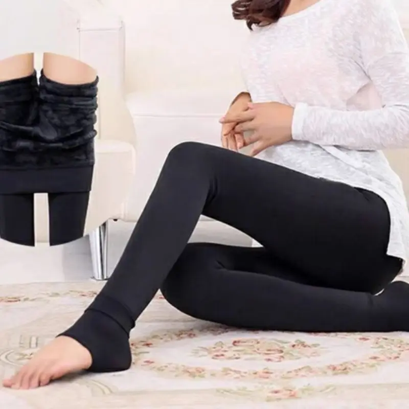 Quần tất lót lông màu đen có thể mặc thành quần legging siêu ấm, ôm chân thon gọn chân Nữ 7