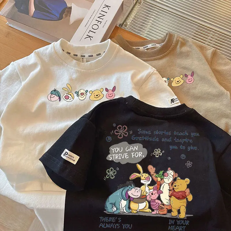 Quần Áo Trẻ Em ngắn Tay Trơn Áo Thun Cotton Nguyên Chất Mùa Hè, Dáng Rộng Vừa Vặn, Dành Cho Bé Trai Và Bé Gái, Thiết Kế Hoạt Hình Đẹp Trai Tay Lửng Hợp Xu hướng, Hàng Mới Về Năm 2025, Áo Trẻ Em
