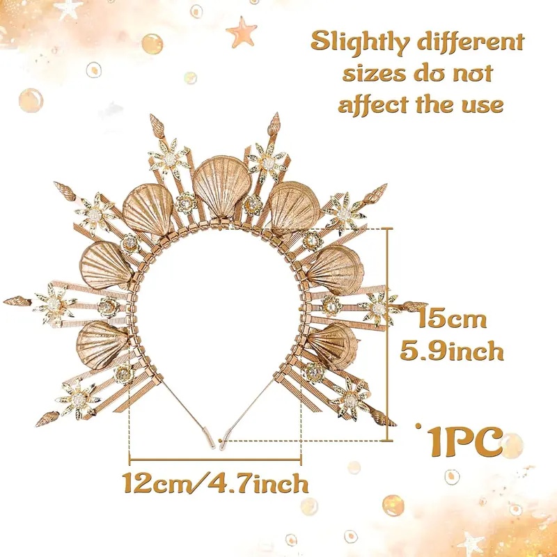 Local shipping-JeVenis Seashell Halo Crown Headpiece Mermaid Headband Seashell Crown Headband Siren Costume Women Halloween Cosplay Renaissance 2