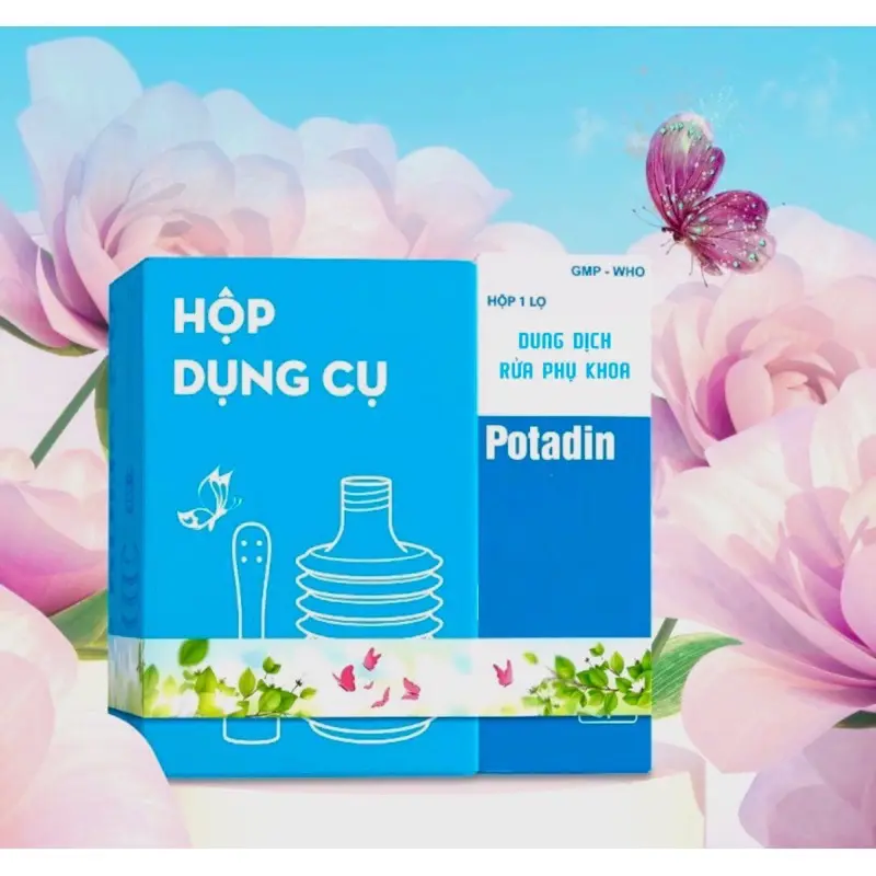 Combo dung dịch thụt rửa + dụng cụ Potadin 10% - Làm Sạch 0