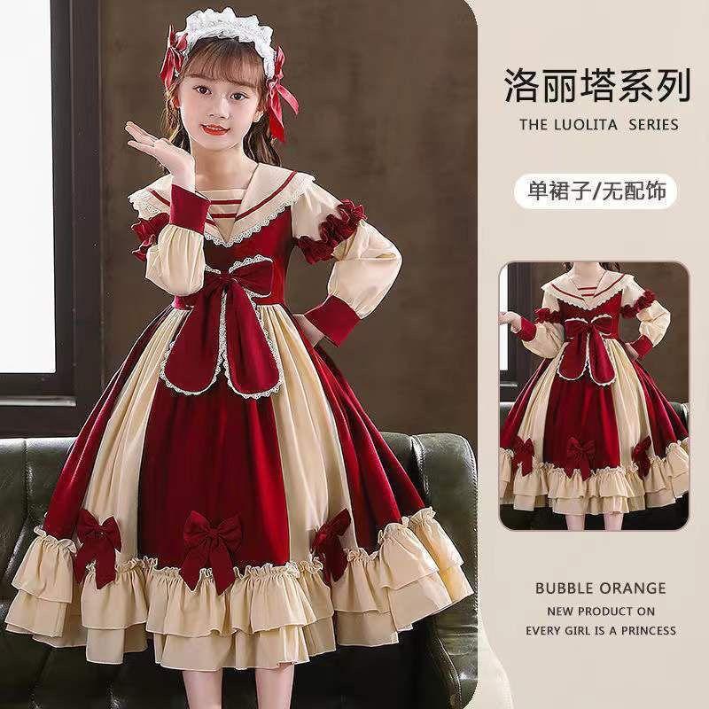 Váy Công Chúa Lolita, Cho Bé Gái, Hàng Mới Về 2024, Váy Dài Tay, Quần Áo Mùa Thu Cho Trẻ Em, Phong Cách Preppy, Váy Thời Trang 7