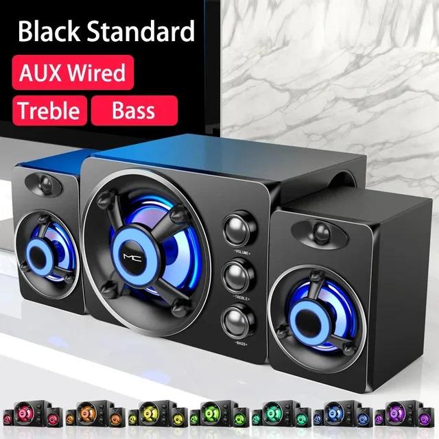 Loa âm thanh nổi 3D HIFI, đèn LED đầy màu sắc, âm trầm nặng, AUX, USB, có dây, âm thanh Bluetooth không dây, rạp hát gia đình, loa dạng thanh vòm, TV Củ Loa Nghe Nhạc 8