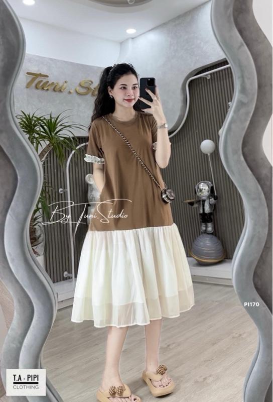 Product Introduction of [Minn.Studio] Váy babydoll chất Cotton tay ren phối chân Tơ Voan (bầu bon chen được)- Hàng chuẩn mẫu 17