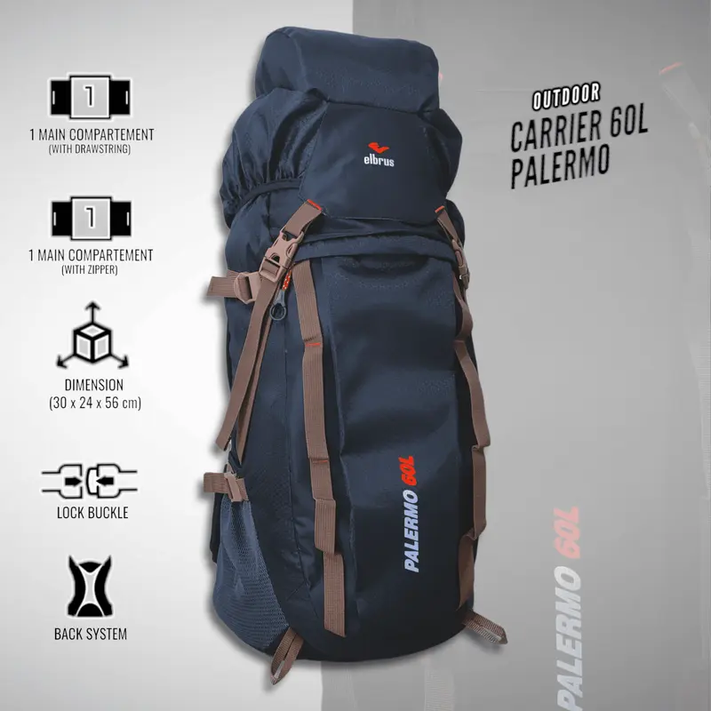 Tas Ransel Gunung Camping Outdoor Backpack 60 L Tas Keril Elbrus Palermo 2