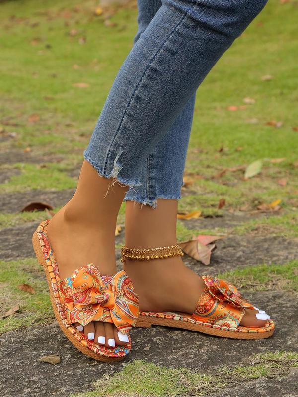 Women's Fashionable Paisley / Floral Pattern Bowknot Design Slippers, Casual Comfortable Slippers for Beach, Outdoor, Daily Wear 5