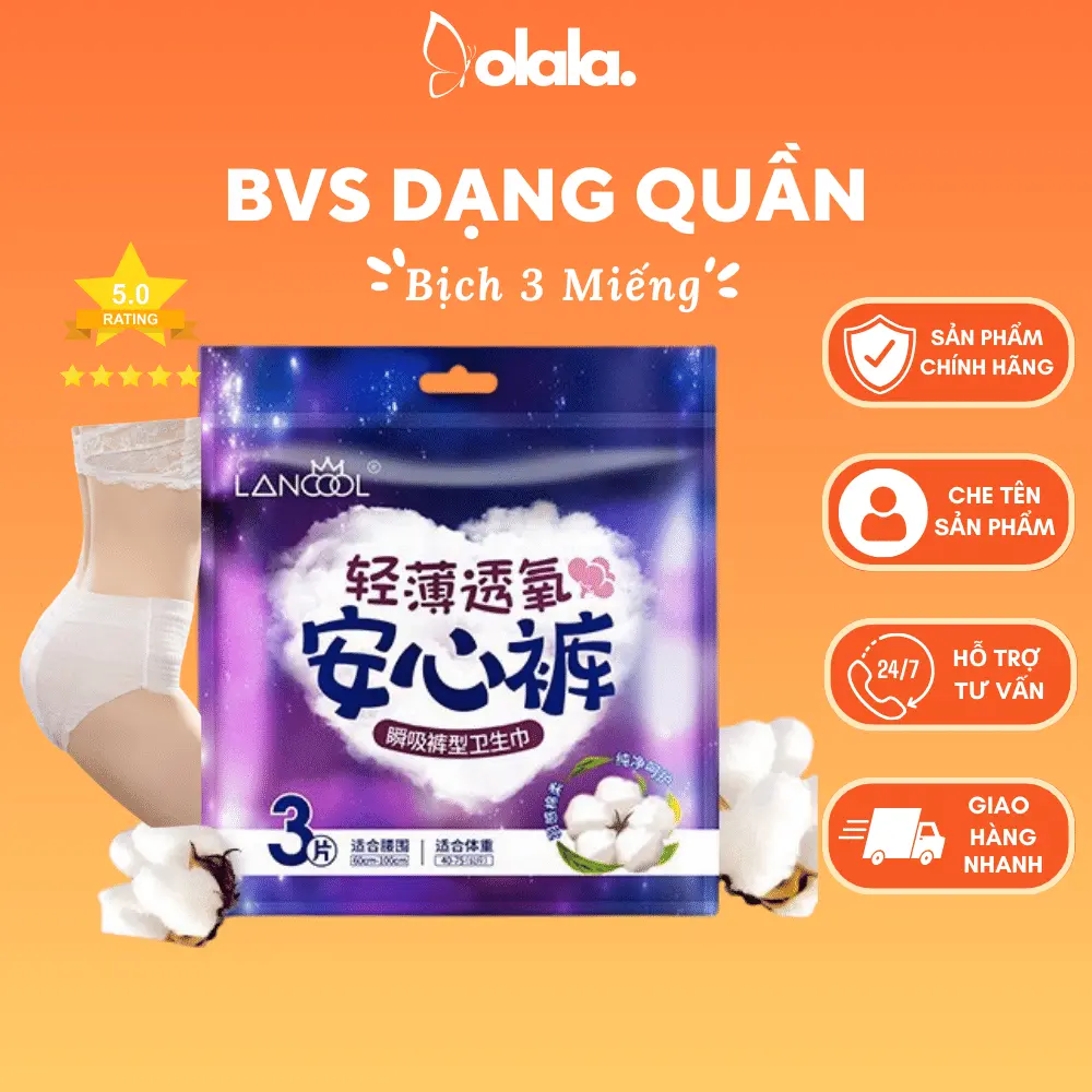 Băng Vệ sinh dạng quần Lancool 3 miếng/ gói size L Xl  (50-78kg)