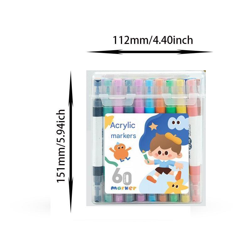 Product Introduction of Double-ended Acrylic Marker Pen Set, 60pcs/set Watercolor Marker Pen, Art Marker Pen for Students, Office, Dormitory, School 1