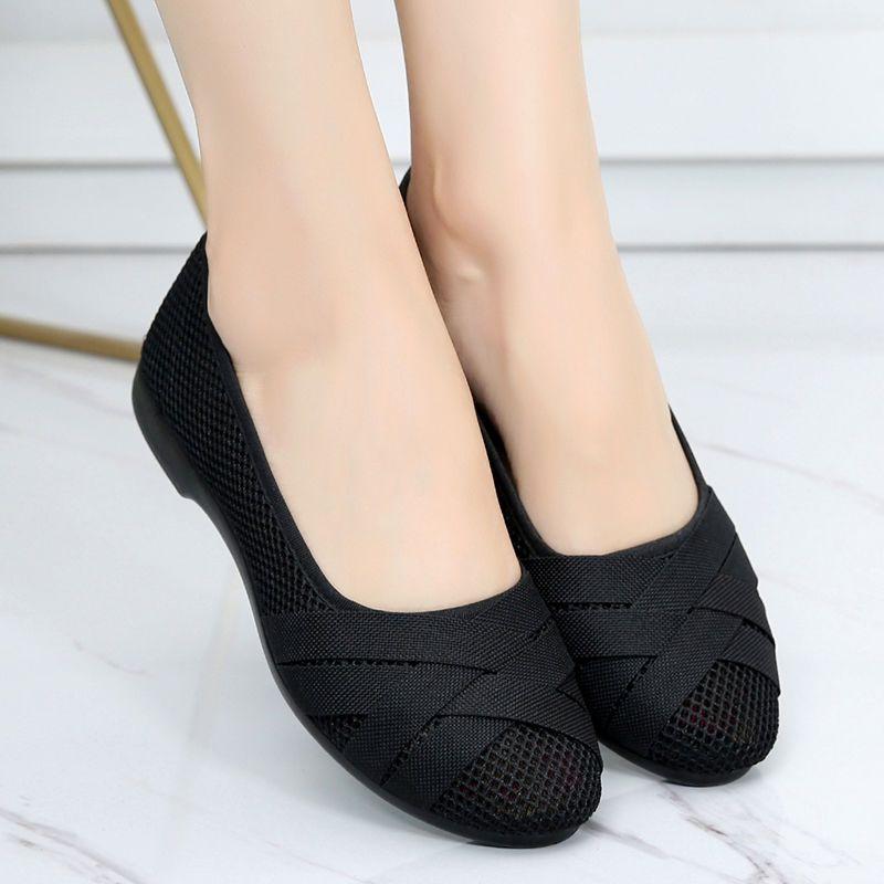 Giày Lưới Thoáng Khí, Phong Cách Mùa Hè, Dành Cho Phụ Nữ, Đế Mềm, Chống Trượt, Giày Một Lớp, Thiết Kế khoét lỗ Thích Hợp Cho Phụ Nữ Mang Thai Và Đế Làm Việc, Giày Cho Mẹ 6
