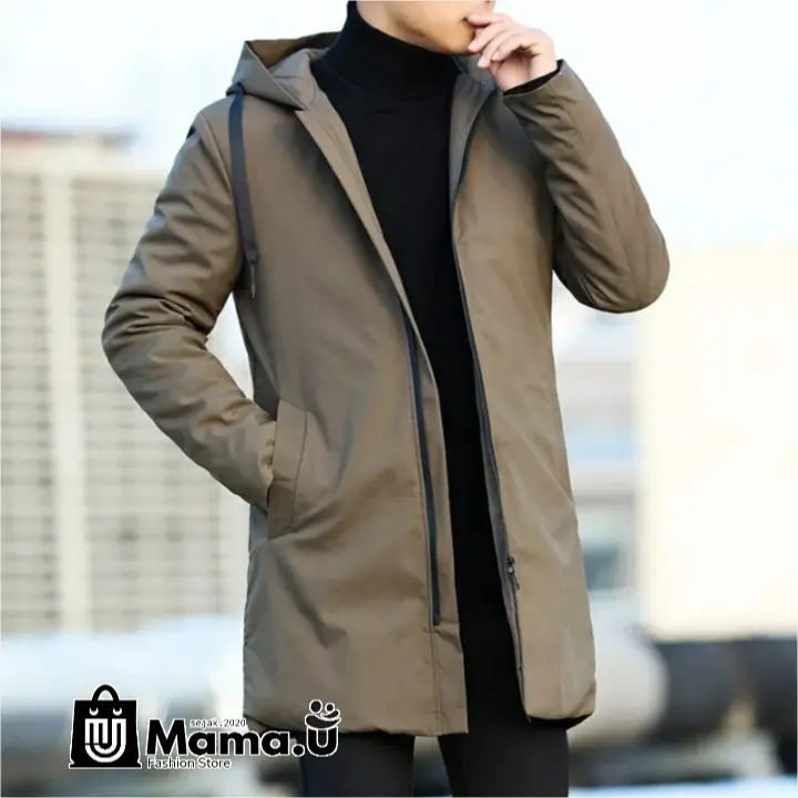 Jaket Jubah Pria Korea Casual Jumbo Jacket Anime Keren Kekinian Hitam Katun Panjang Tebal Oversize Navy Custom  Formal Simple  Blazer Cowok musim dingin  Kantor 2