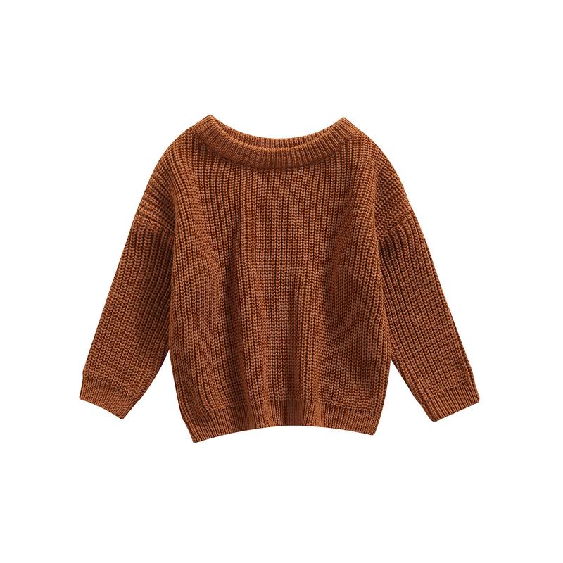 Product Introduction of Baby Solid Color O-neck Sweater, Loose Fit Long Sleeve Knitted Pullover for Autumn, Winter 41
