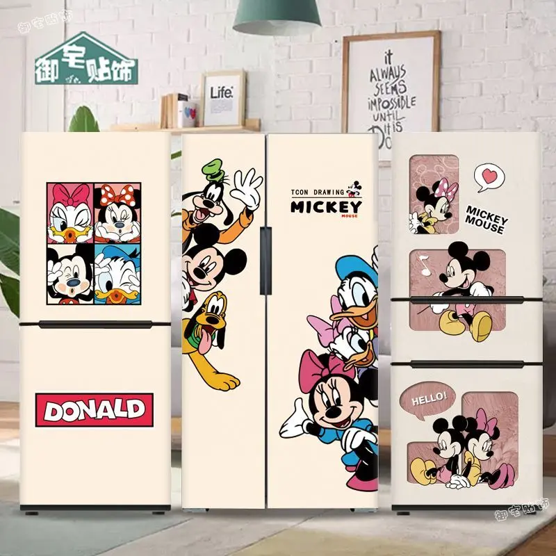Miếng Dán Cửa Tủ Lạnh, Thiết Kế Chuột Mickey Hoạt Hình Tự Dính, Miếng Dán Toàn Bộ, Được Trang Bị Thiết Kế Chống Thấm Nước Cải Tạo, Tùy Chỉnh Họa Tiết, Thích Hợp Cho Tủ Đông, Nhãn Dán Người Nổi Tiếng Trên Internet