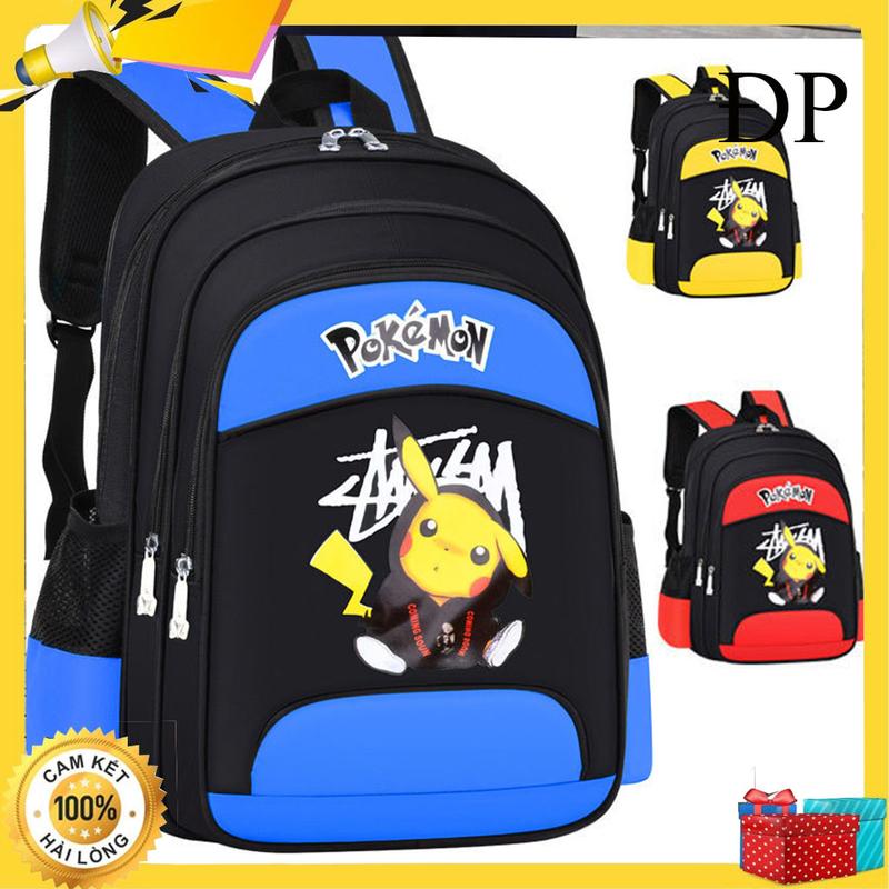 [2 SIZE- HÀNG Y HÌNH] Balo chống gù thống thấm nước in hình Pokemon cho bé trai bé gái tiểu học trung học- Cặp sách học sinh nhiều ngăn, thoáng khí cho bé từ lớp 1- lớp 9